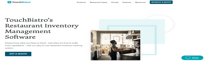 Touchbistro Touchbistro restaurant inventory management software homepage showing staff managing inventory in a commercial kitchen