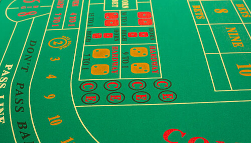 Baccarat - tycoonstory | tycoonstory media Green casino craps table with betting lines, dice areas, and numbered layouts inside a gaming casino