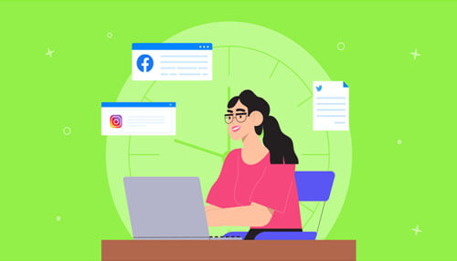 Do not post too often - tycoonstory | tycoonstory media A digital illustration of a person managing social media accounts on a laptop, aimed at making their instagram profile noticed.