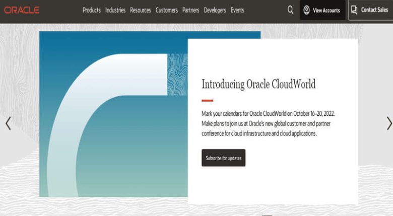 Oracle CloudWorld promotion highlighting upcoming events and cloud infrastructure solutions Oracle CloudWorld event introduction, featuring Oracle's cloud infrastructure and applications