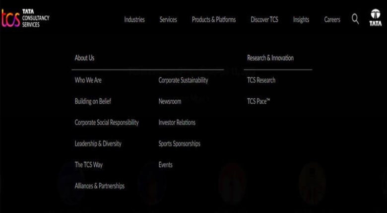 Tata Consultancy Services (TCS) homepage highlighting their IT services, software solutions, and global reach Tata Consultancy Services (TCS) website, showcasing their industries, services, and insights