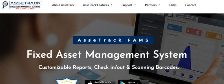 Assetrack fams fixed asset management system featuring customizable reports, barcode scanning, and check-in/check-out functionality Assetrack fams fixed asset management software