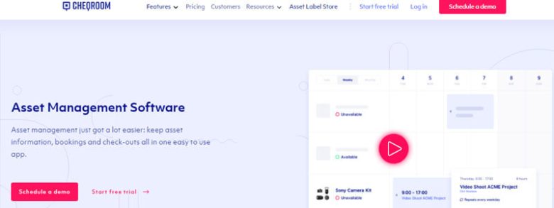 Cheqroom asset management software designed for tracking asset information, bookings, and check-outs in a user-friendly interface Cheqroom fixed asset management software