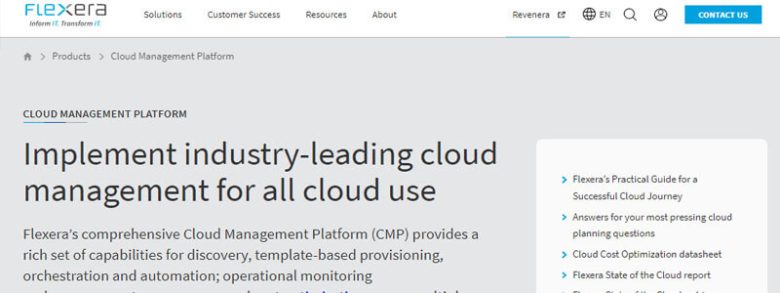Flexera cloud management platform offering industry-leading cloud management capabilities with a focus on operational monitoring and automation Flexera rightscale cloud management software