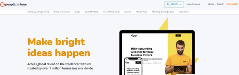 People per hour freelancing platform offering high-converting websites for businesses with a wide range of freelance jobs. People per hour freelance websites