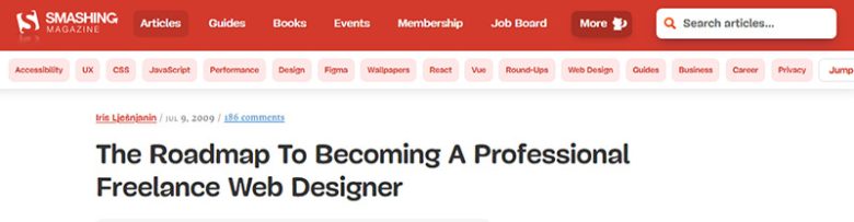 Smashing magazine's roadmap to becoming a professional freelance web designer, featuring resources for designers.. Smashing magazine freelance website
