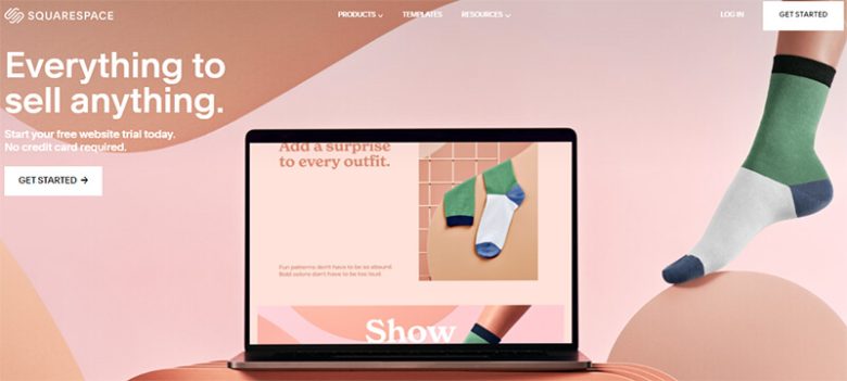 Squarespace platform showcasing an easy-to-use website builder for selling products online. Squarespace ecommerce platform