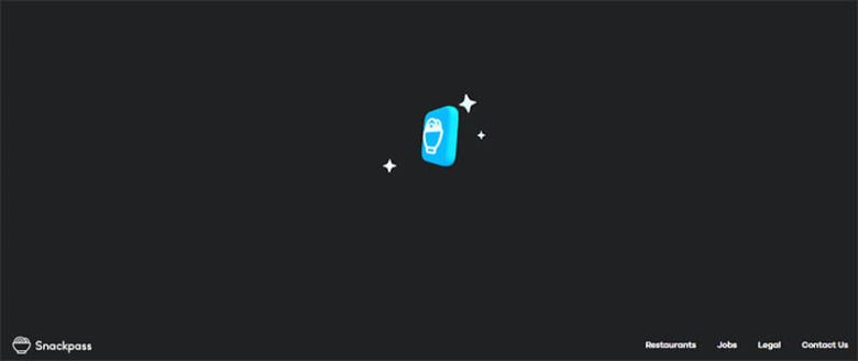 Snackpass app logo on a dark background, a food-ordering platform for seamless restaurant pick-up Snackpass startup