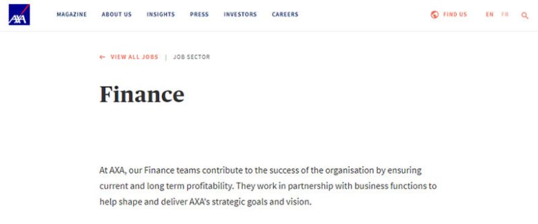 Axa Axa finance careers page, long-term goals, profitability, and strategic partnership