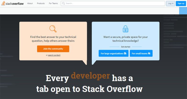 Stackoverflow Github homepage with a host of the platform for developers to build, ship, and maintain software development tools.