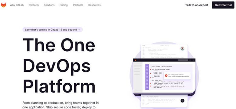 Gitlab - tycoonstory | tycoonstory media Gitlab homepage presenting its all-in-one devops platform for planning, developing, and monitoring applications.