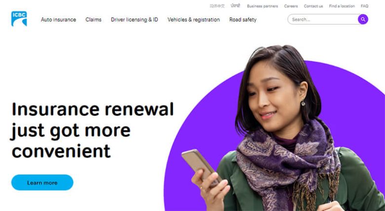 Industrial and commercial bank of china Icbc homepage, through which easy online renewals of insurance are enabled-a lady using a mobile device.