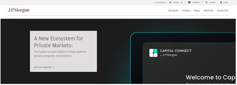 Jp morgan chase Jp morgan chase, capital connect platform of private markets, investor-oriented, front-page advertisements