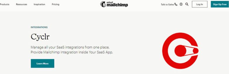 MailChimp Cyclr integration page to manage your SaaS integrations from one platform.