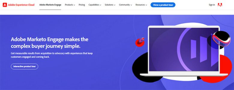 Adobe marketo engage homepage showcasing tools for simplifying the buyer journey with customer engagement features Marketo salesforce integrations