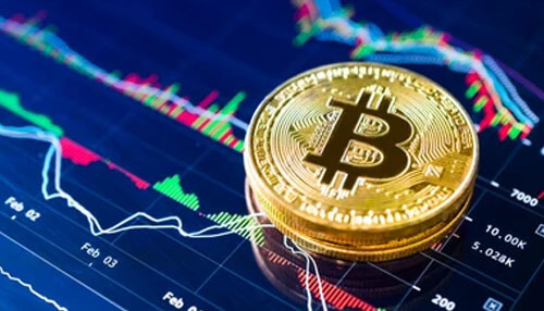 Right time to invest in bitcoin A bitcoin coin on a graph background showing bitcoin prices and their fluctuations, emphasizing the trends in cryptocurrency trading.