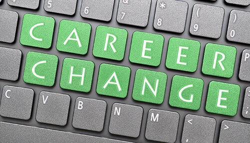 Career change - tycoonstory | tycoonstory media Recruitment procedure concept showing a career change message on a keyboard, symbolizing hiring decisions and job transitions.