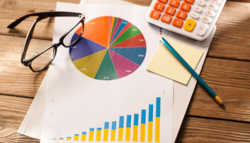 Micro business plan A market analysis document with charts and graphs, symbolizing the data-driven approach to creating a micro business plan and assessing market trends.
