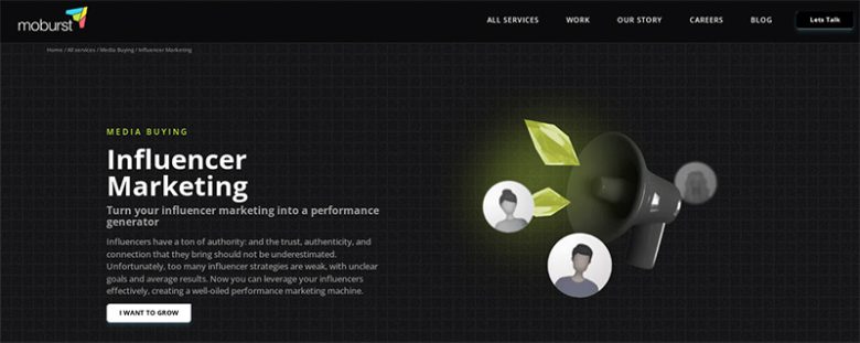 Moburst - tycoonstory | tycoonstory media Influencer marketing page of moburst, with the focus on performance driven influencer marketing strategies for businesses