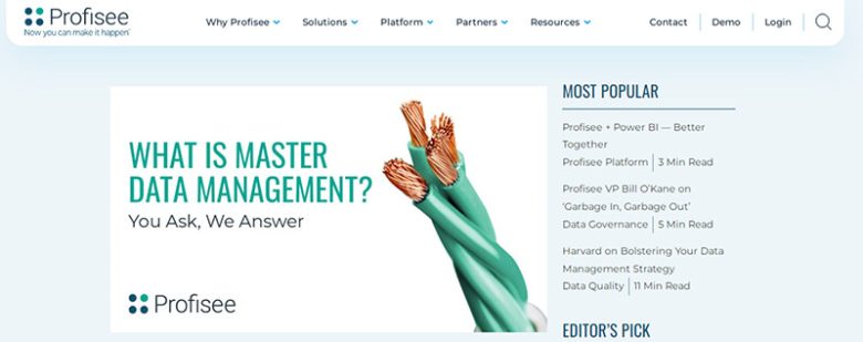 Profisee - tycoonstory | tycoonstory media Profisee homepage describing its master data management tools for enterprise data governance.