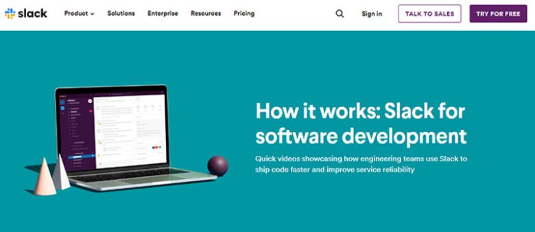 Slack - tycoonstory | tycoonstory media Slack homepage highlighting features for software development and team collaboration.