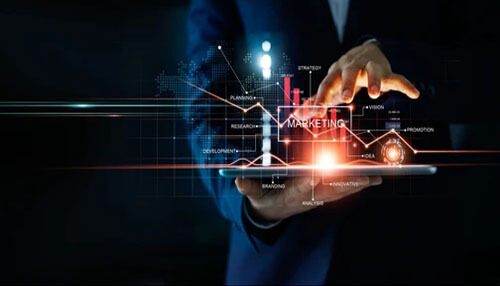 Importance of marketing Business professional using digital marketing analytics on a tablet, representing strategic planning and growth when establishing your own business.