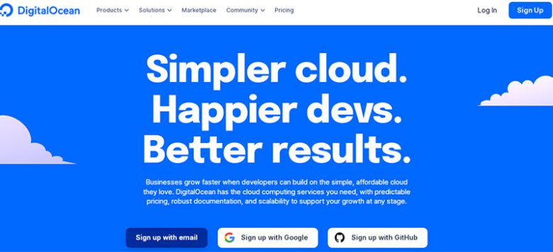 Cloud computing service provider Digitalocean cloud computing service