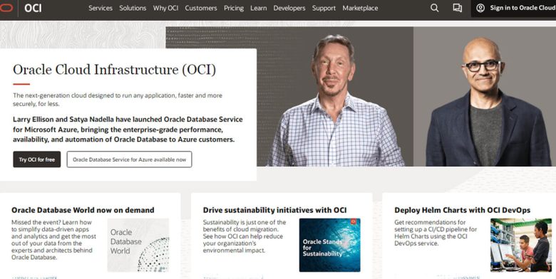 Cloud computing service provider Oracle cloud cloud computing service