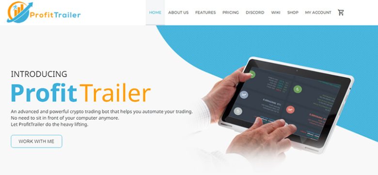 Profit trailer Crypto trading bot dashboard on a tablet displaying automated strategies often used alongside social trading tools.