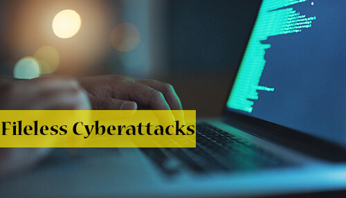 What are fileless cyberattacks Laptop screen displaying code and security alerts, illustrating how fileless cyberattacks operate without traditional malware files