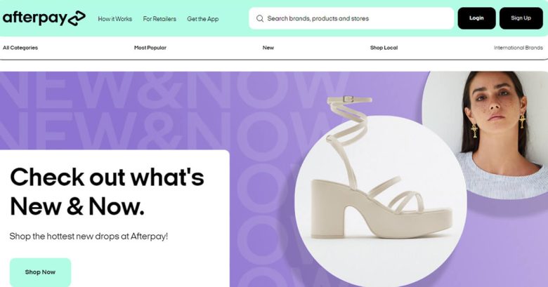 Afterpay Afterpay shopping platform banner advertising buy now pay later for fashion and retail purchases.