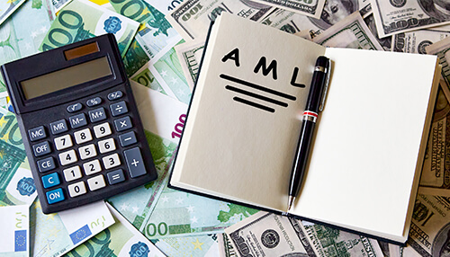 Anti-money laundering transaction monitoring A colorful flat illustration depicting a payment terminal surrounded by credit cards, digital wallets on a smartphone, and cash, representing the diverse data points required for effective aml transaction monitoring.