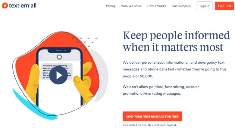 Text-em-all Text em all customer service software