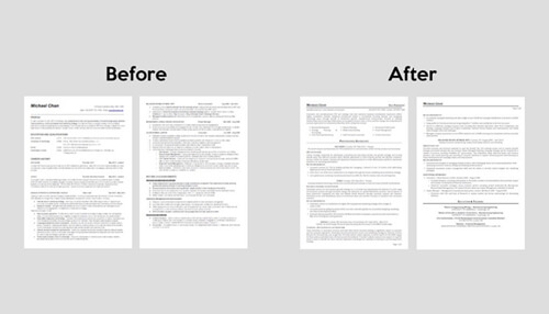 The resume - tycoonstory | tycoonstory media Resumewritingworld before-and-after resume comparison showing professional formatting, clearer structure, and improved content presentation for job applications.