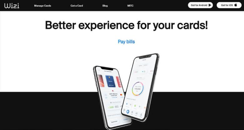 Wizi Wizi digital card management platform featuring buy now pay later and bill payment features.