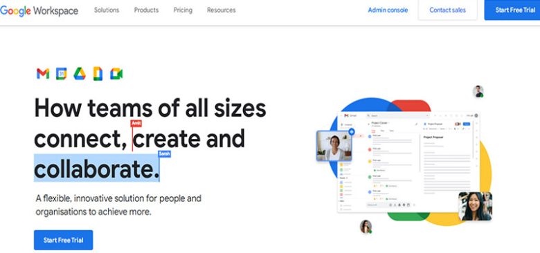 G suite Google workspace dashboard showing apps and shared files, illustrating how teams connect, create, and collaborate online.
