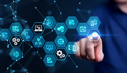 Not taking advantage of new technology Person interacting with digital financial icons on a virtual interface, illustrating analysis of financial mistakes that can destroy your business.