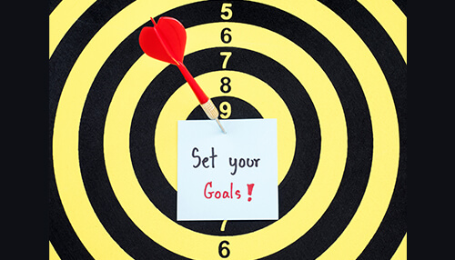 Set your goals Landscaping business goal planning concept with target and strategy focus