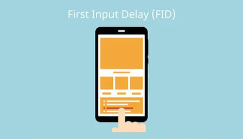 First input delay Mobile interface illustrating first input delay (fid), one of the core web vitals that measures website interactivity and responsiveness