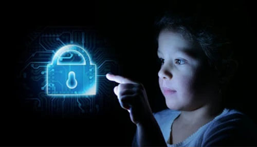 Child privacy & consent management A professional setting showing a close-up of a man in a plaid shirt shaking hands with a woman over a wooden desk. A laptop in the foreground displays a chart labeled "company's Growth," illustrating a partnership that could be strengthened by the data privacy compliance provided by Seers CMP.