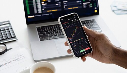 Diversity is heavily favoured Person using a smartphone to track market trends through cryptocurrency applications for trading and investment.