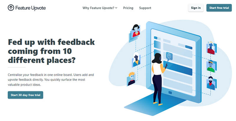 Feature upvote Feature upvote product management tool, centralizing feedback in one online board for prioritization and streamlining product development.