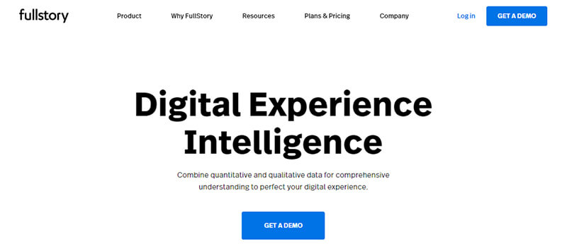 Fullstory Fullstory digital experience intelligence platform, combining quantitative and qualitative data for deeper insights into user behavior.