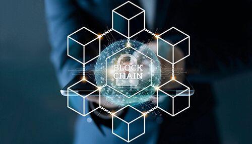 Key responsibilities of blockchain developer Blockchain developer concept illustration showing digital blockchain network with connected cubes and secure distributed ledger technology.