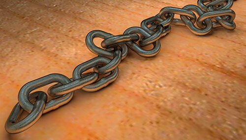 Link building company Link building company concept illustrated by a strong metal chain on a surface, symbolizing link diversity, durable backlinks, and a balanced seo link profile.