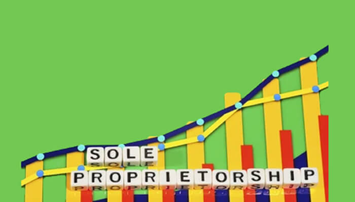 Sole proprietorship Colorful bar and line graph with letter tiles spelling ‘sole proprietorship,’ illustrating how businesses incorporate and compare to corporations in growth trends.