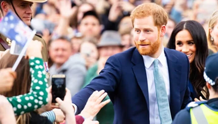 What is the memoir of the prince harry Prince harry shaking hands with fans during a public appearance, accompanied by meghan markle, showing his engagement with the public as part of his royal duties.
