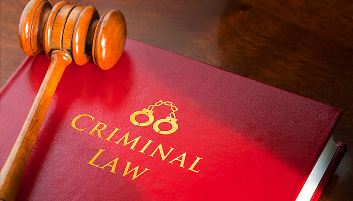 Criminal law field A gavel resting on a red criminal law book, symbolizing criminal defense attorneys, one of the major types of lawyers in legal practice.