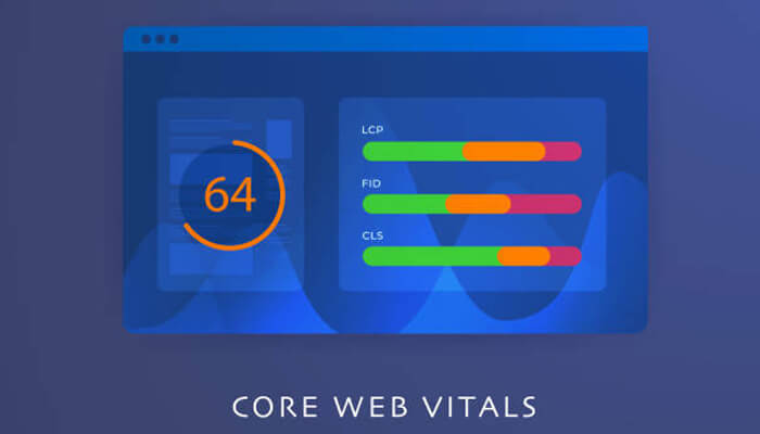 More indicators to improve core web vitals Dashboard visualization showing lcp, fid, and cls scores used to measure core web vitals.