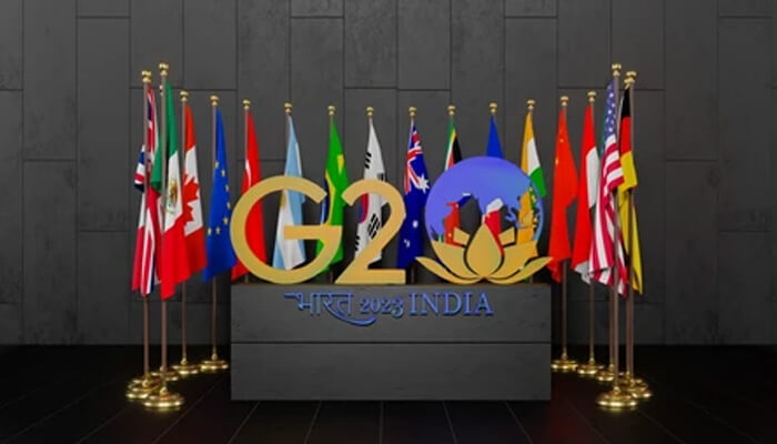 Group of 20 - tycoonstory | tycoonstory media A display of multiple international flags arranged behind a g20 india 2023 emblem, suitable for articles or tags related to global summits and the keyword ‘modi.
